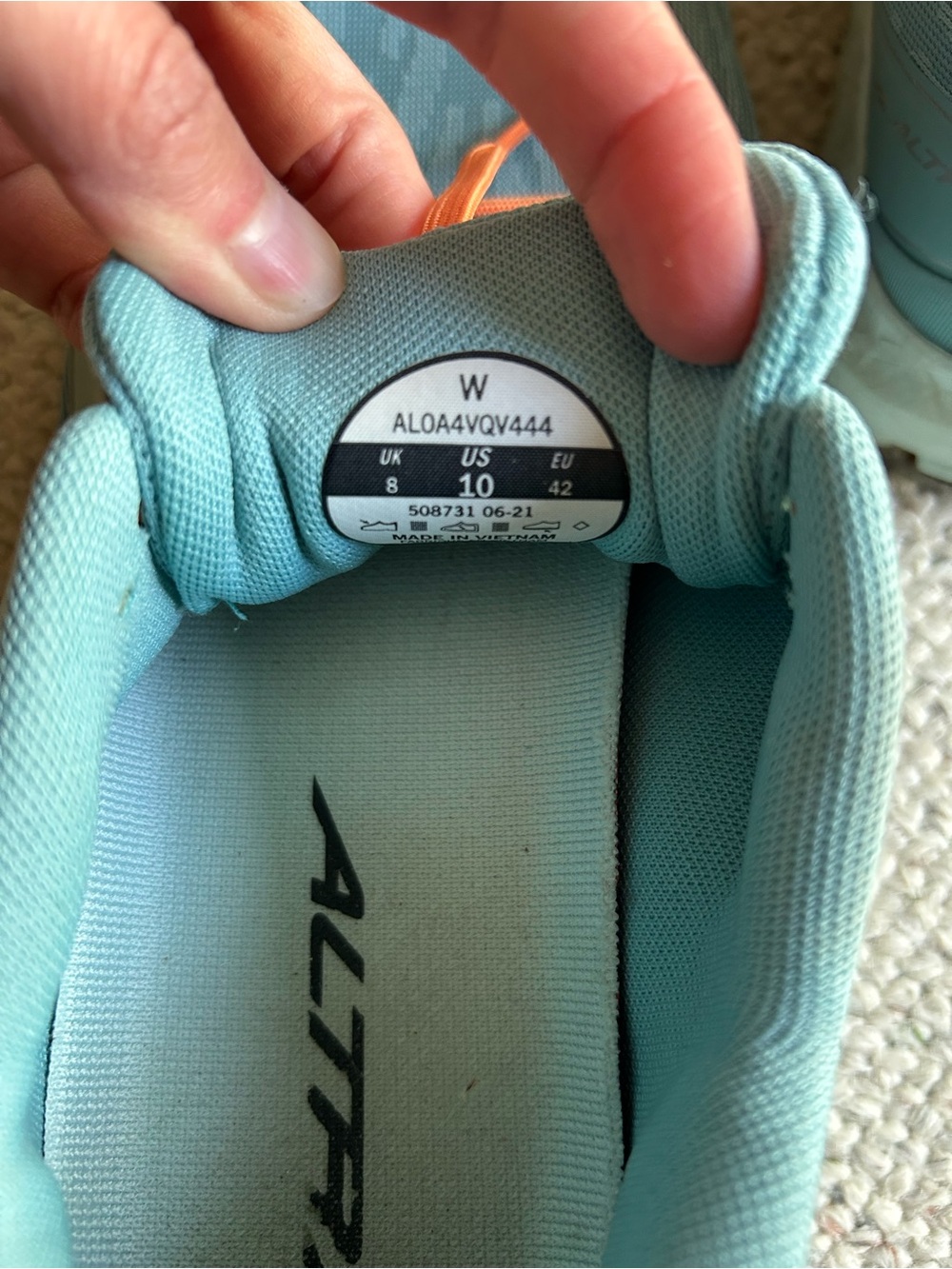 Altra Women's Teal Athletic Shoes with Orange Laces - Picture 3 of 4